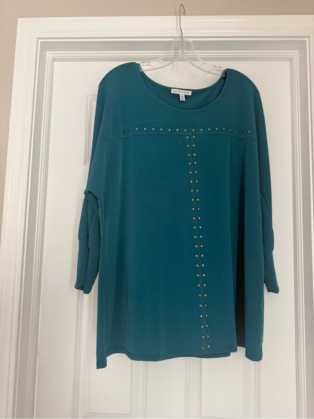 Teal Studded Scoop Neck Women's Top Size XL